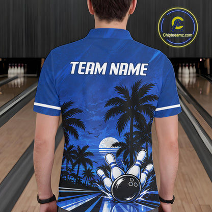 Custom Bowling Jersey Polo & 1/4 Zip Custom Tropical Sublimated Bowling Shirt For Men NBT1138