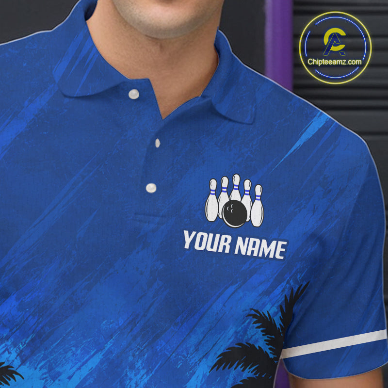 Custom Bowling Jersey Polo & 1/4 Zip Custom Tropical Sublimated Bowling Shirt For Men NBT1138