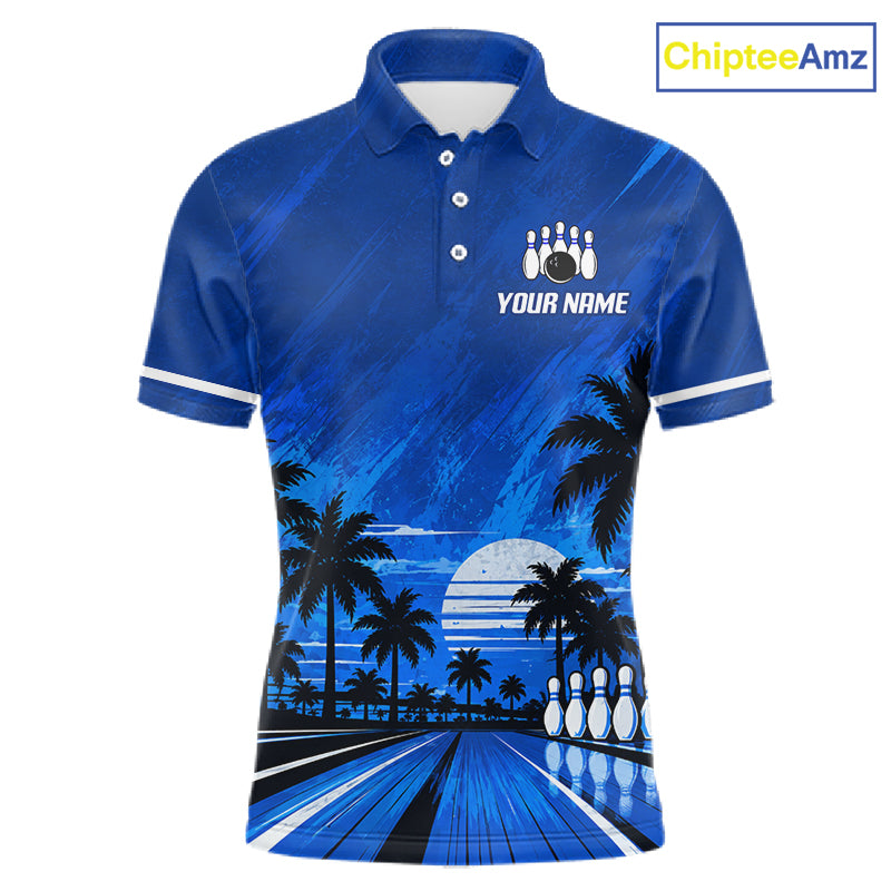 Custom Bowling Jersey Polo & 1/4 Zip Custom Tropical Sublimated Bowling Shirt For Men NBT1138