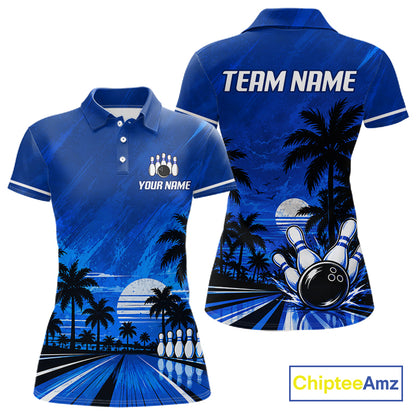 Custom Bowling Jersey Polo & 1/4 Zip Custom Tropical Sublimated Bowling Shirt For Women NBT1138