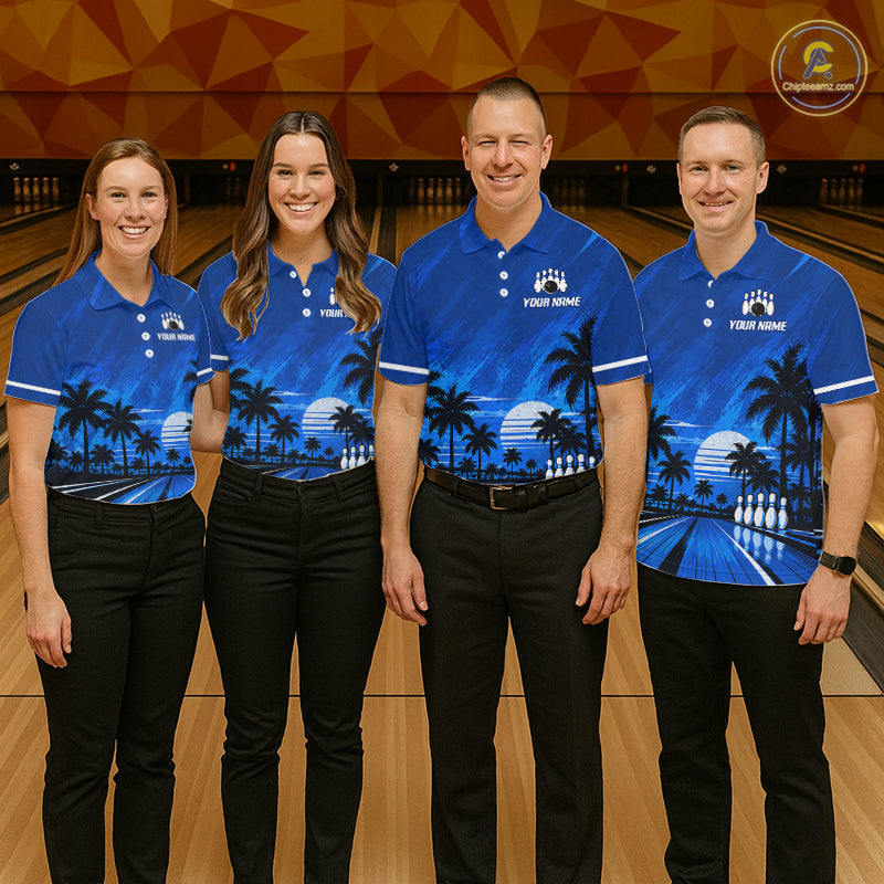 Custom Bowling Jersey Polo & 1/4 Zip Custom Tropical Sublimated Bowling Shirt For Men NBT1138