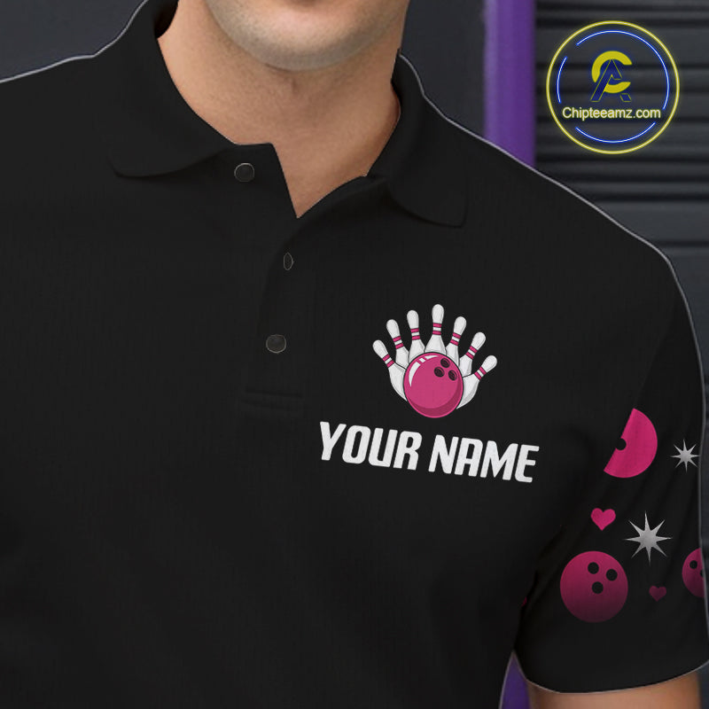 Custom Pink Funny Ladybug Bowling Team Shirts Bowling Jersey For Men Polo & 1/4 Zip NBT1143