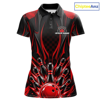 Personalized Red Bowling Shirts Custom Bowling Team Jersey Polo 1/4 Quarter-Zip Bowling Shirts NBT1150