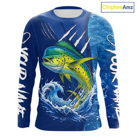 Mahi Mahi Fishing Custom Long Sleeve Performance Fishing Shirts, Mahi Mahi Saltwater Fishing Shirt NBT721