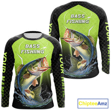 Load image into Gallery viewer, Custom Fish Scale Largemouth Bass Fishing Custom Name UV Fishing Shirts For Men, Bass Fishing Shirts NBT369