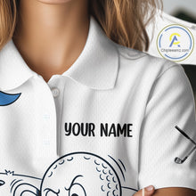 Load image into Gallery viewer, Blue Funny Golf Rescue Team Polo Shirt Custom Name, Golf Ball Cartoon Polo, White Golf Shirt NBT599