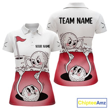 Load image into Gallery viewer, Red Funny Golf Rescue Team Polo Shirt Custom Name, Golf Ball Cartoon Polo, White Golf Shirt NBT601