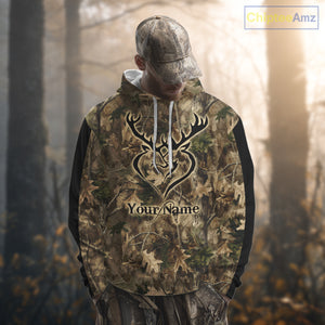 Deer Hunting Camouflage Customize Name 3D All Over Printed Shirts Hunting Outfits for Hunters NBT117