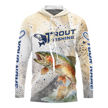 Load image into Gallery viewer, Rainbow Trout Fishing Shirt Long Sleeve Hooded Gray Beige Camo, Trout UPF Fishing Shirts NBT414