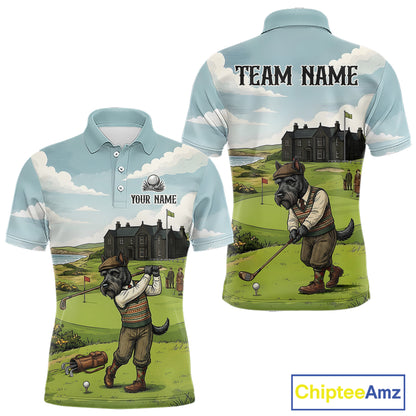 Scottish Terrier Mens Polo Golf Shirts, Vintage Dog Shirt, Dad Golf Gift NBT609