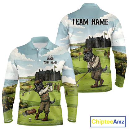 Scottish Terrier Mens Polo Golf Shirts, Vintage Dog Shirt, Dad Golf Gift NBT609