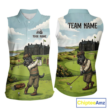 Scottish Terrier Womens Sleeveless Polo Golf Shirts, Vintage Dog Shirt, Dad Golf Gift NBT609