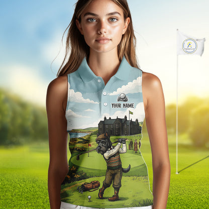 Scottish Terrier Womens Sleeveless Polo Golf Shirts, Vintage Dog Shirt, Dad Golf Gift NBT609