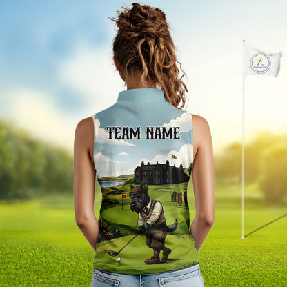 Scottish Terrier Womens Sleeveless Polo Golf Shirts, Vintage Dog Shirt, Dad Golf Gift NBT609