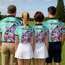 Load image into Gallery viewer, Mens Golf Polo Shirt Holographic Marble Golf Pattern For Team, Golf Attire For Men|Turquoise NBT728