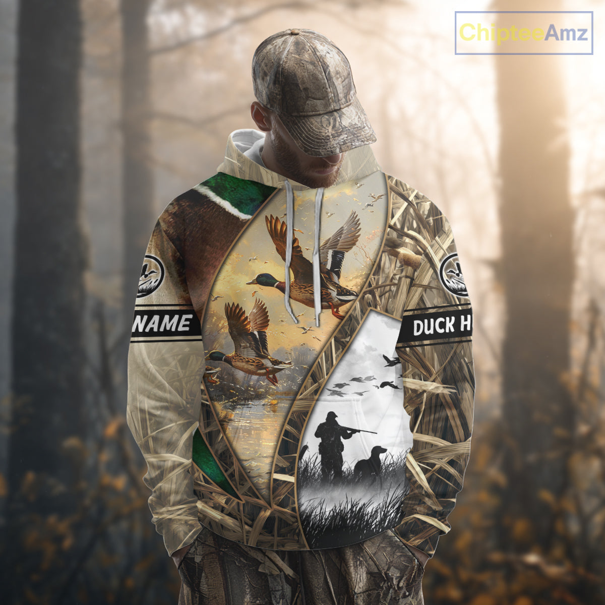 Custom Mallard Duck Hunting Camo 3D Printed Shirts, Personalized Duck Hunting Gifts NBT131