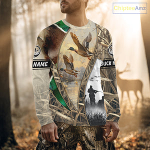 Custom Mallard Duck Hunting Camo 3D Printed Shirts, Personalized Duck Hunting Gifts NBT131