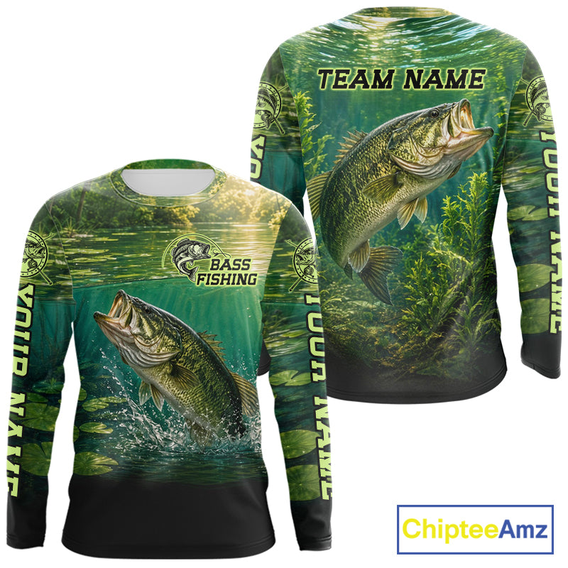 Bass Fishing Custom Long Sleeve Fishing Shirts Personalized Fishing Gift, Bass Fishing Jersey NBT1175