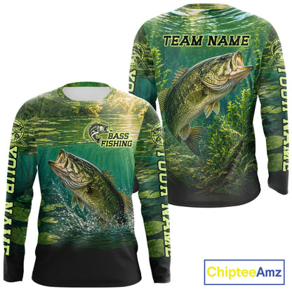 Bass Fishing Custom Long Sleeve Fishing Shirts Personalized Fishing Gift, Bass Fishing Jersey NBT1175