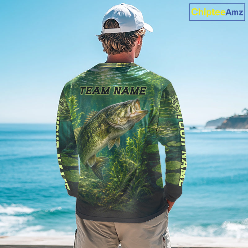 Bass Fishing Custom Long Sleeve Fishing Shirts Personalized Fishing Gift, Bass Fishing Jersey NBT1175