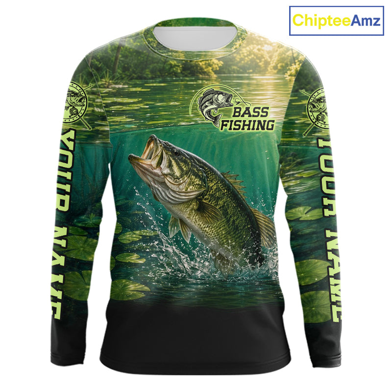 Bass Fishing Custom Long Sleeve Fishing Shirts Personalized Fishing Gift, Bass Fishing Jersey NBT1175
