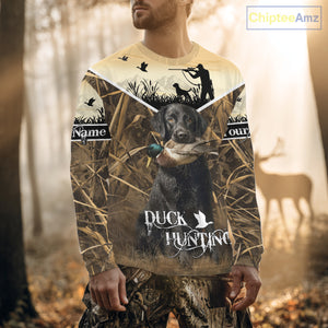 Duck Hunting Camo Shirt with Black Labrador Retriever for Duck Hunter - Best Duck Hunting Gifts NBT136