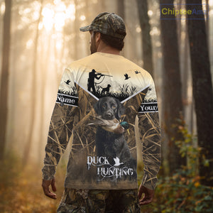 Duck Hunting Camo Shirt with Black Labrador Retriever for Duck Hunter - Best Duck Hunting Gifts NBT136