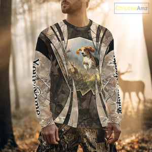 Custom Rabbit Hunting with Beagle 3D Prints Camouflage Shirts, Rabbit Hunting Clothes NBT139