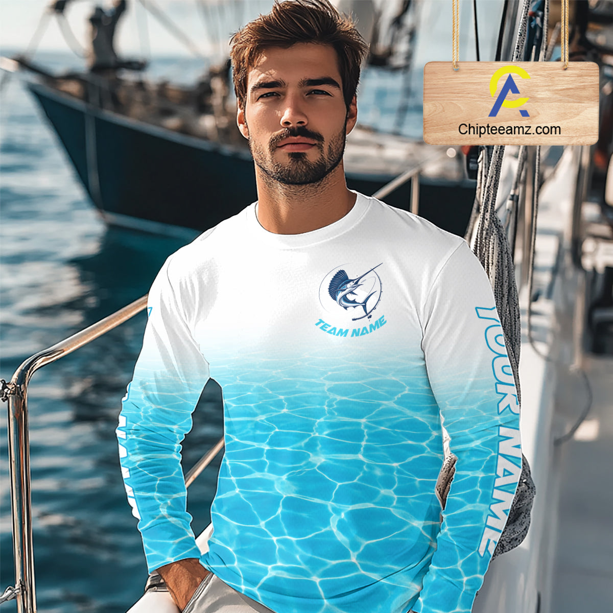 Custom Marlin Fishing Long Sleeve Performance Fishing Shirts, Marlin Saltwater Fishing Shirt NBT620