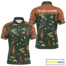 Load image into Gallery viewer, Vintage 1990s Golf Pattern Mens Golf Polo Shirt, Golf Attire For Men, Golfer Gifts|Brown NBT615