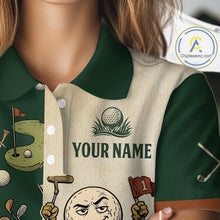 Load image into Gallery viewer, Funny Golf Ball Vintage 1990s Golf Pattern Womens Golf Polo Shirt, Golf Attire For Ladies, Golfer Gifts NBT616