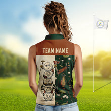 Load image into Gallery viewer, Funny Golf Ball Vintage 1990S Golf Pattern Womens Sleeveless Golf Polo Shirt, Golf Attire For Ladies, Golfer Gifts NBT616