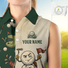Load image into Gallery viewer, Funny Golf Ball Vintage 1990S Golf Pattern Womens Sleeveless Golf Polo Shirt, Golf Attire For Ladies, Golfer Gifts NBT616