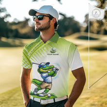 Load image into Gallery viewer, Funny White And Green Alligrator Golf Polo Shirts For Men Custom Team Alligator Golf Outfit, Golfer Gifts NBT508