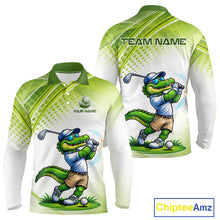 Load image into Gallery viewer, Funny White And Green Alligrator Golf Polo Shirts For Men Custom Team Alligator Golf Outfit, Golfer Gifts NBT508