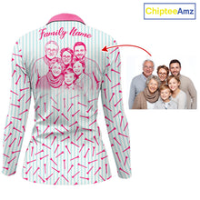 Load image into Gallery viewer, back view of long sleeve matching family golf polo shirt custom name family outfits