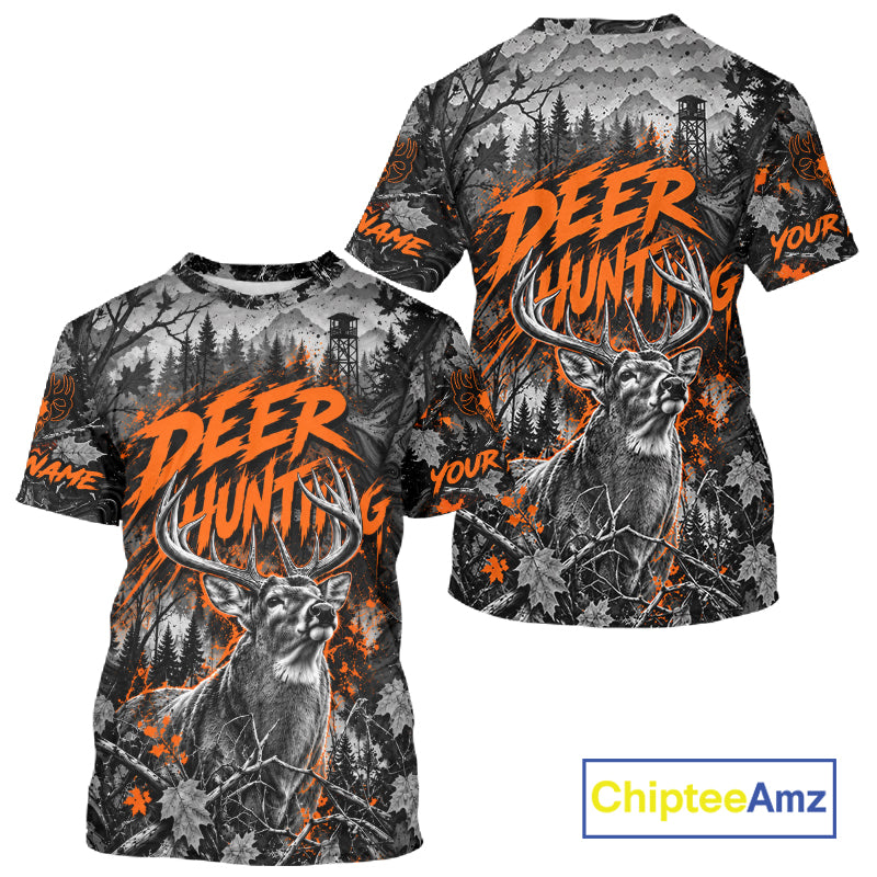 Personalized Whitetail Deer Hunting Forest Camo 3D All Over Printed Shirts, Best Deer Hunting Gifts For Men NBT1193