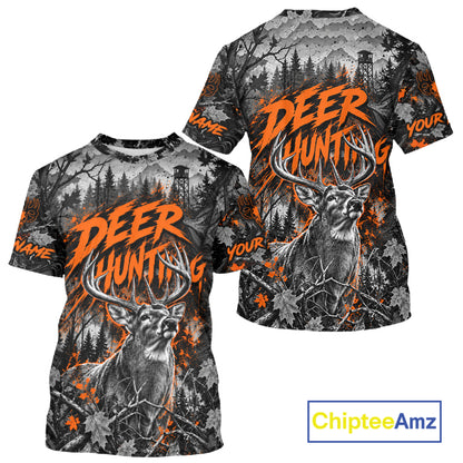 Personalized Whitetail Deer Hunting Forest Camo 3D All Over Printed Shirts, Best Deer Hunting Gifts For Men NBT1193