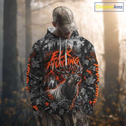 Personalized Elk Hunting Forest Camo 3D All Over Printed Shirts, Best Elk Hunting Gifts For Men NBT1194