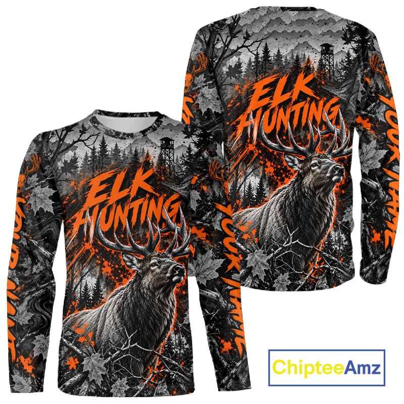 Personalized Elk Hunting Forest Camo 3D All Over Printed Shirts, Best Elk Hunting Gifts For Men NBT1194