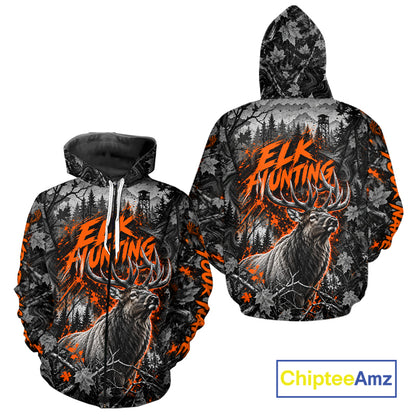 Personalized Elk Hunting Forest Camo 3D All Over Printed Shirts, Best Elk Hunting Gifts For Men NBT1194