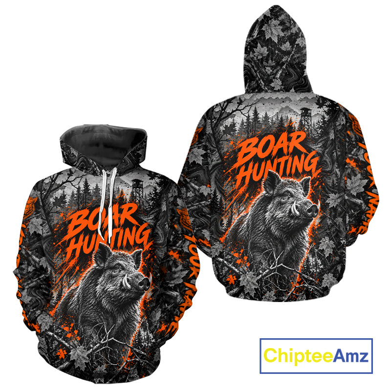 Personalized Boar Hunting Forest Camo 3D All Over Printed Shirts, Best Hog Hunting Gifts For Men NBT1195