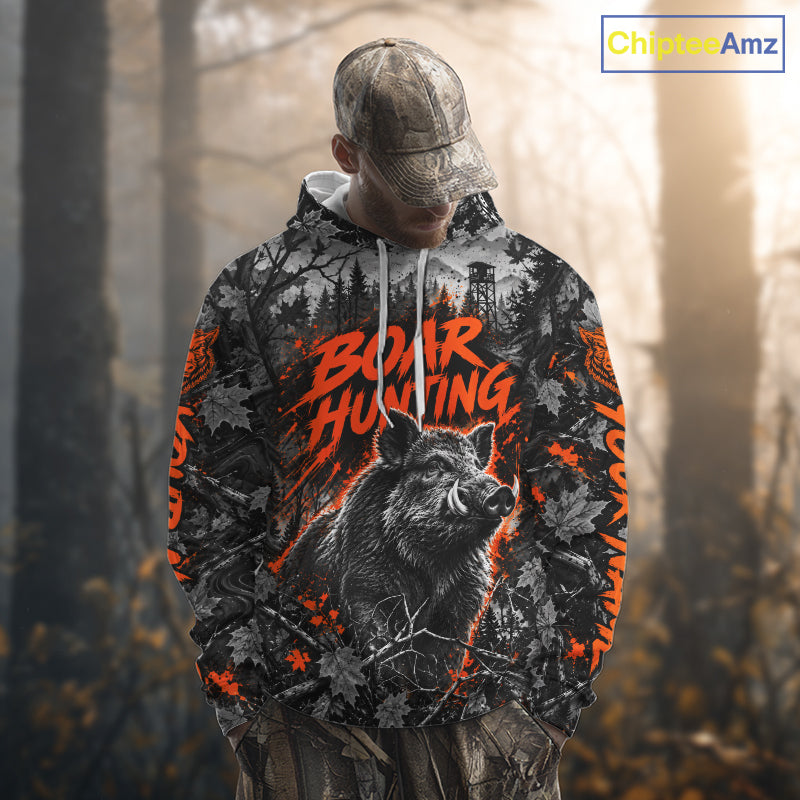 Personalized Boar Hunting Forest Camo 3D All Over Printed Shirts, Best Hog Hunting Gifts For Men NBT1195