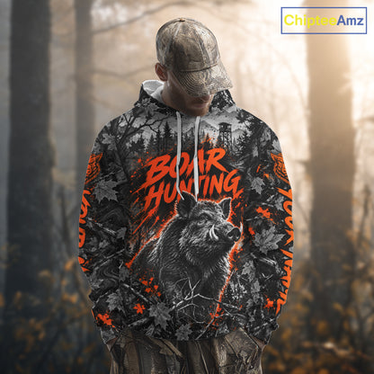 Personalized Boar Hunting Forest Camo 3D All Over Printed Shirts, Best Hog Hunting Gifts For Men NBT1195