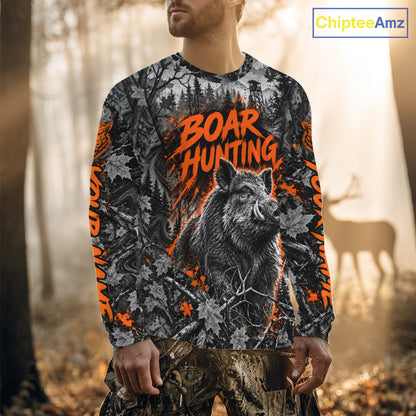 Personalized Boar Hunting Forest Camo 3D All Over Printed Shirts, Best Hog Hunting Gifts For Men NBT1195