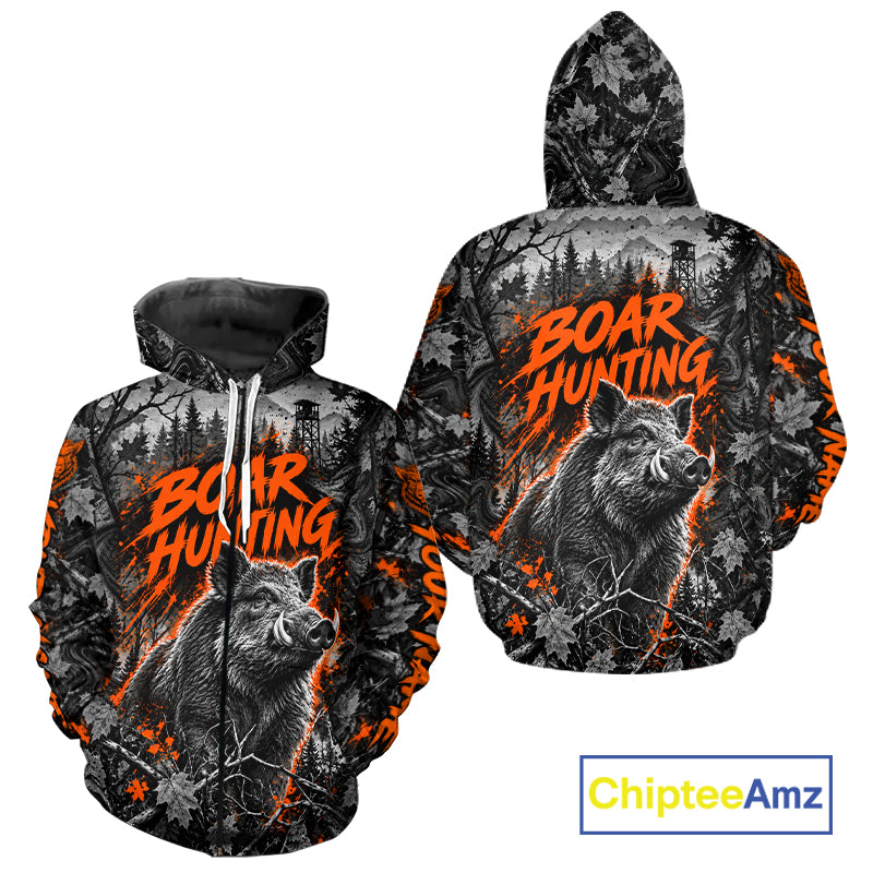 Personalized Boar Hunting Forest Camo 3D All Over Printed Shirts, Best Hog Hunting Gifts For Men NBT1195
