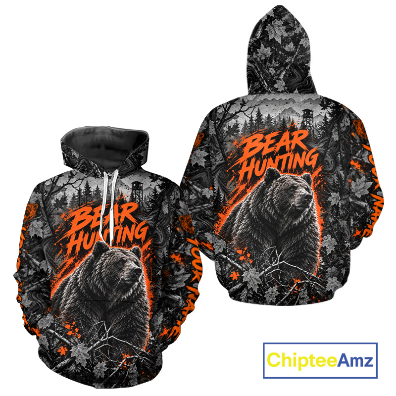 Personalized Bear Hunting Forest Camo 3D All Over Printed Shirts, Best Bear Hunting Gifts For Men NBT1196