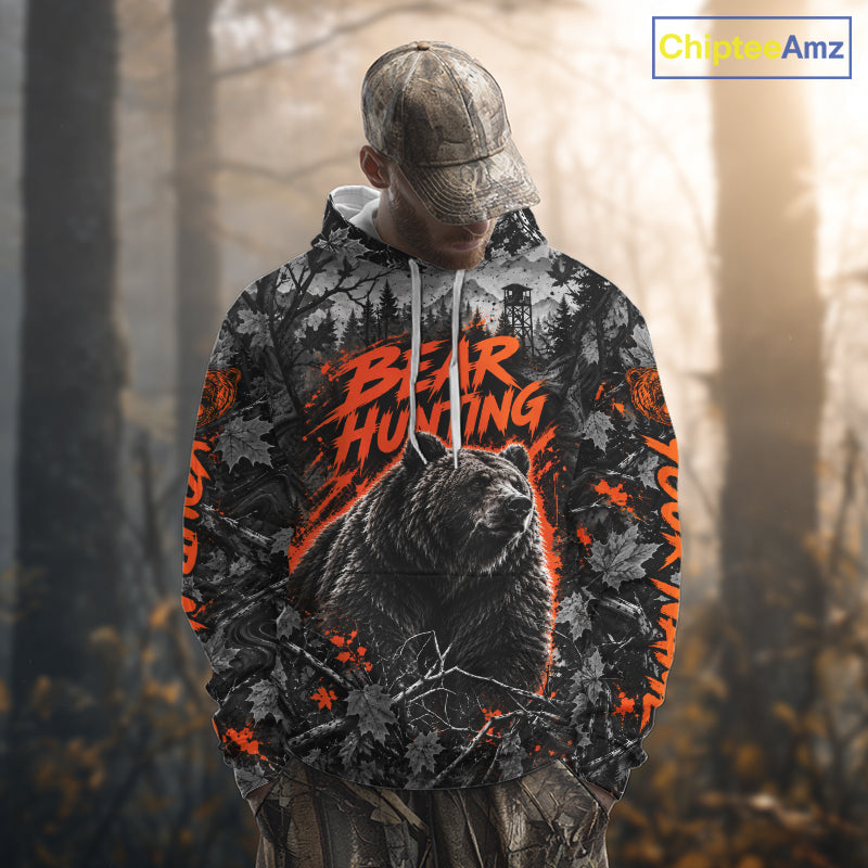 Personalized Bear Hunting Forest Camo 3D All Over Printed Shirts, Best Bear Hunting Gifts For Men NBT1196