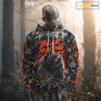 Personalized Bear Hunting Forest Camo 3D All Over Printed Shirts, Best Bear Hunting Gifts For Men NBT1196