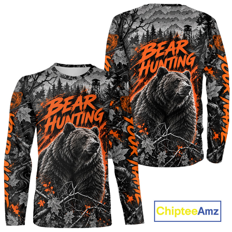 Personalized Bear Hunting Forest Camo 3D All Over Printed Shirts, Best Bear Hunting Gifts For Men NBT1196